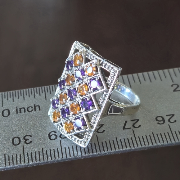 NICKY BUTLER 925 Sterling Silver Amethyst & Honey Topaz Designer Ring Size 7 NWT - Picture 4 of 16